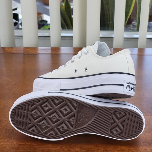 Converse Women's Chuck Taylor All Star Lift Ox Canvas A09992C Egret/White/Black - Picture 7 of 12